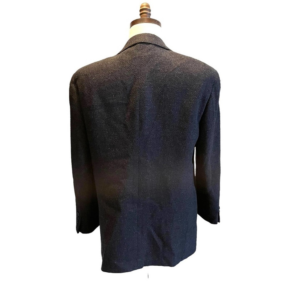 VESTIMENTA SPA ARMANI Suit Jacket Blazer Tweed Black Blue Size 40R Italy - Picture 5 of 12